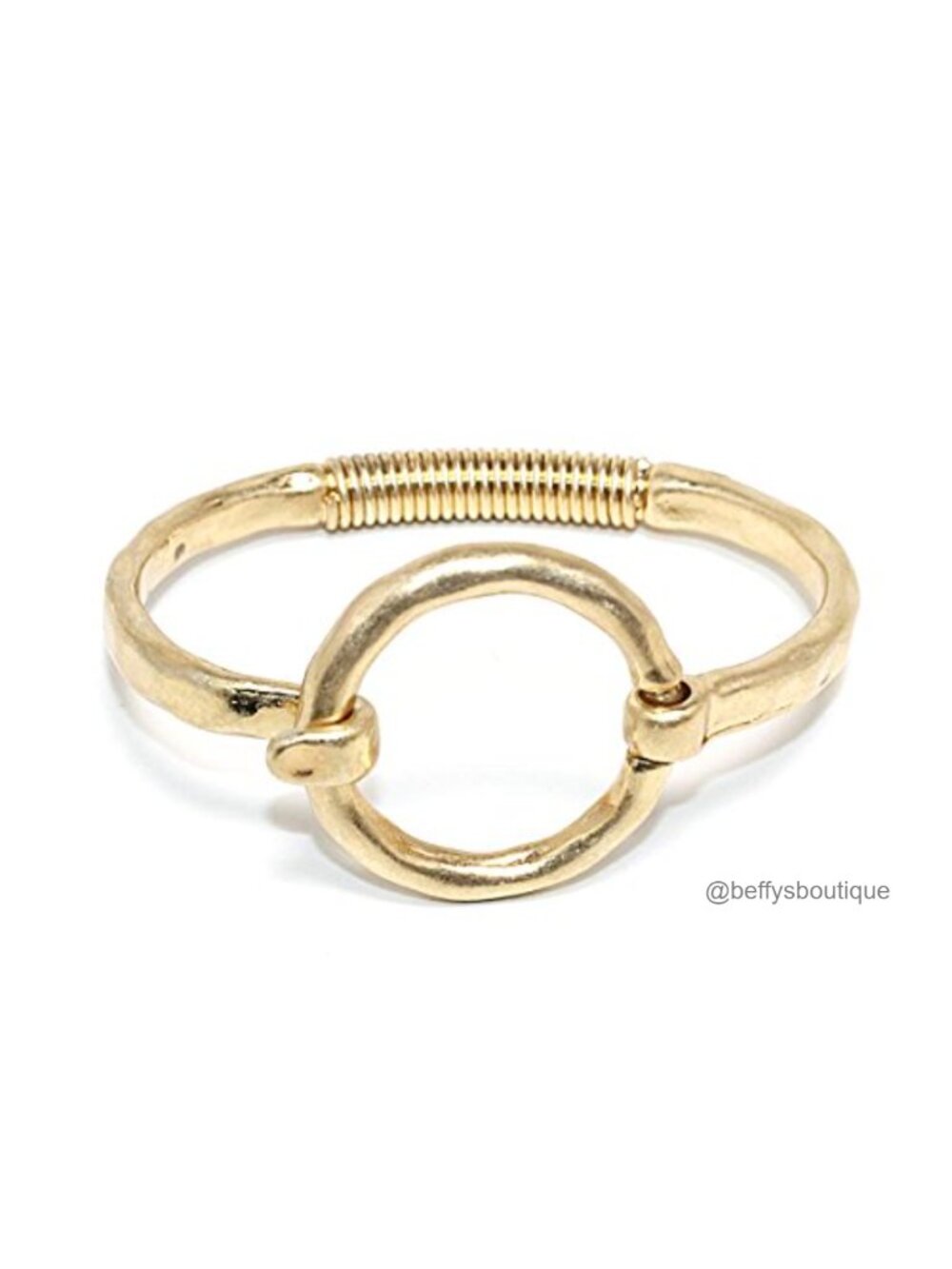 Hammered Gold-Plated Bangle Bracelet Worn Finish Statement Jewelry